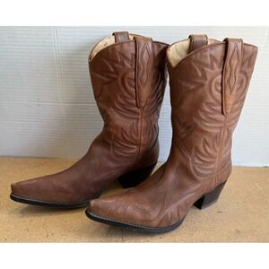 Womens Sz 7 M Guess Punk Leather Western Cowgirl Mid-Calf Pointy Toe Boots READ